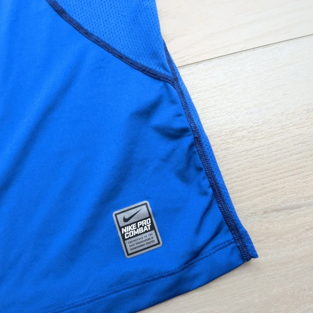 Nike‎ Pro Combat Core 2.0 Shirt Mens S Fitted Short Sleeve Royal Blue 449787-495